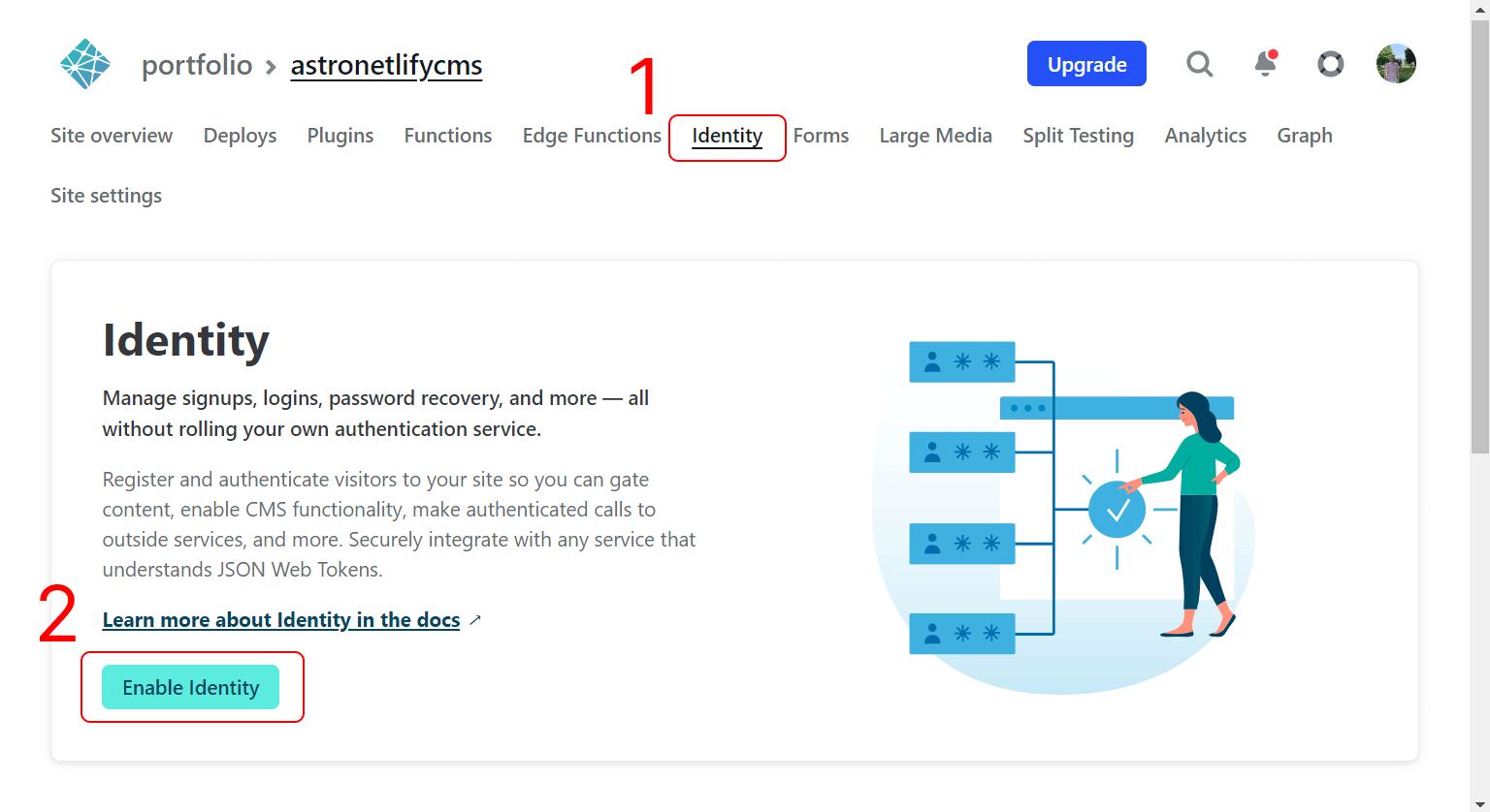 Activating Netlify Identity