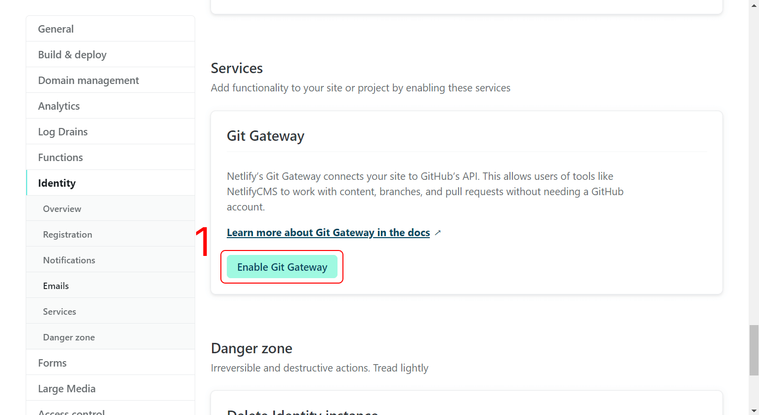 Enabling Git Gateway